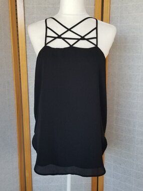 Express Barcelona Cami Tank Top Black Size Medium Strappy Flowing Fit